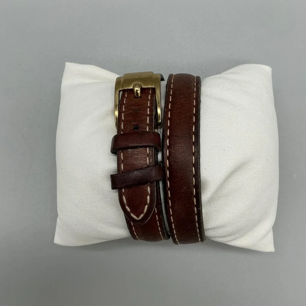 Michael Kors MK2256 Womens Watch 42mm Brown Leather Wrap Strap New Battery